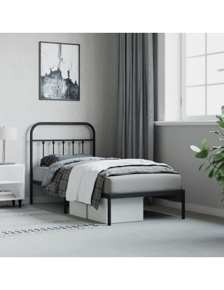 Giroletto con Testiera in Metallo Nero 90x200 cm