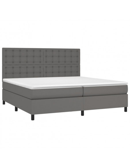 Giroletto Molle con Materasso e LED Grigio 200x200cm Similpelle