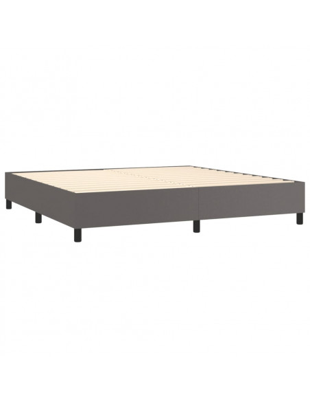 Giroletto Molle con Materasso e LED Grigio 200x200cm Similpelle