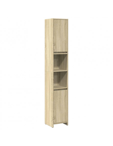 Set Mobili da Bagno 3 pz Rovere Sonoma in Legno Multistrato