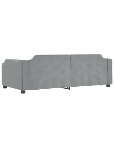 Divano Letto Estraibile Cassetti Grigio Chiaro 80x200cm Tessuto