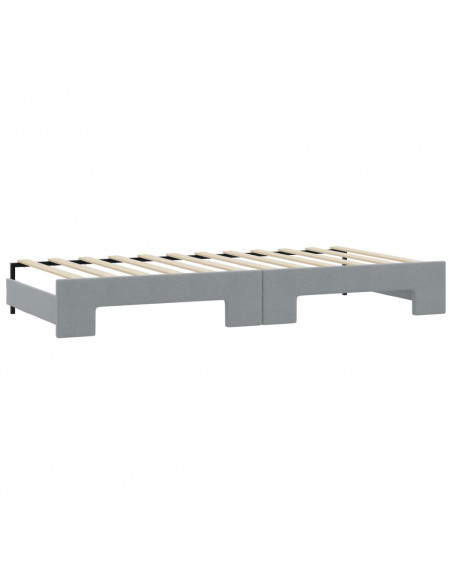 Divano Letto Estraibile Cassetti Grigio Chiaro 80x200cm Tessuto