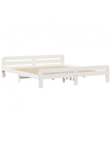 Giroletto senza Materasso Bianco 200x200 cm Legno Massello Pino