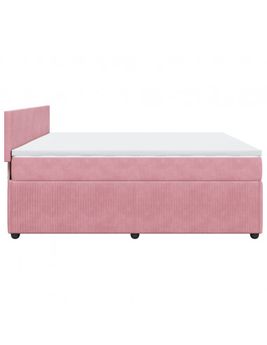 Giroletto a Molle con Materasso Rosa 180x200 cm in Velluto