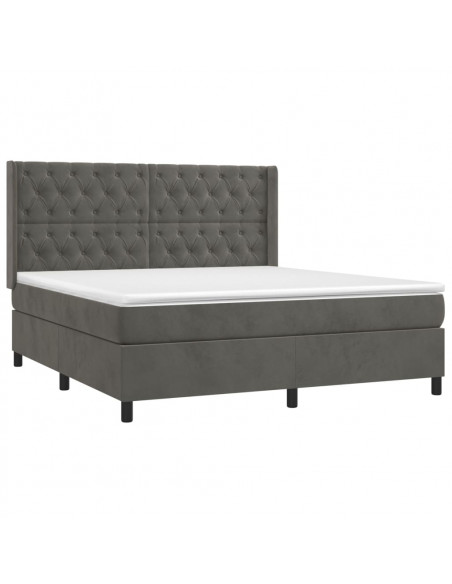 Giroletto a Molle con Materasso Grigio Scuro 160x200 cm Velluto