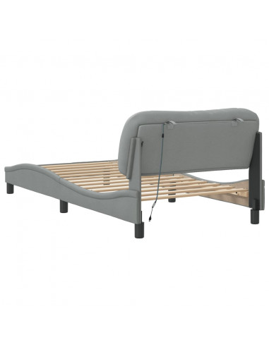 Giroletto con Luci LED Grigio Chiaro 100x200 cm in Tessuto