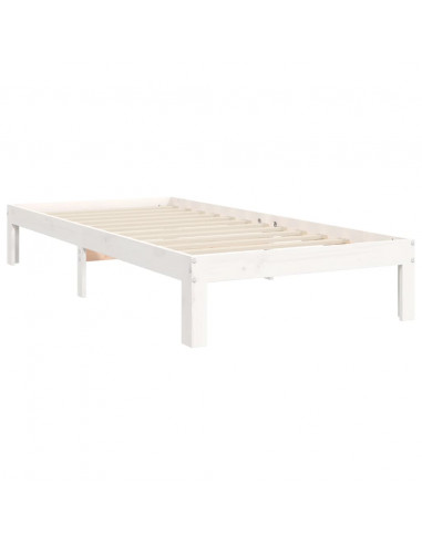 Giroletto con Testiera Bianco 90x200 cm in Legno Massello