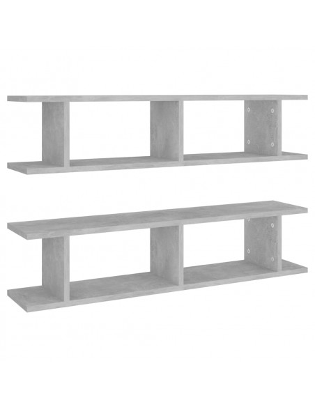 Mensole Parete 2pz Grigio Cemento 90x18x20 cm Legno Multistrato