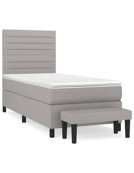 Giroletto a Molle con Materasso Grigio Chiaro 90x200 cm Tessuto