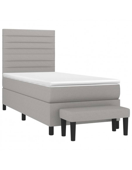 Giroletto a Molle con Materasso Grigio Chiaro 90x200 cm Tessuto