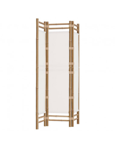 Divisorio Ambienti 3 Pannelli Pieghevole 120 cm Bambù e Tela