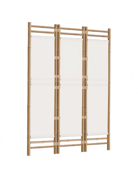 Divisorio Ambienti 3 Pannelli Pieghevole 120 cm Bambù e Tela