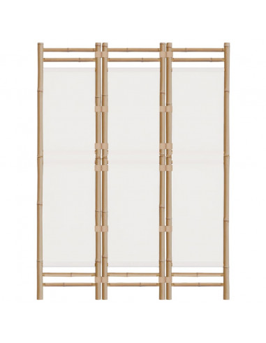 Divisorio Ambienti 3 Pannelli Pieghevole 120 cm Bambù e Tela