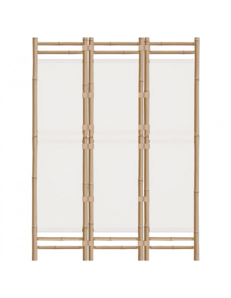 Divisorio Ambienti 3 Pannelli Pieghevole 120 cm Bambù e Tela