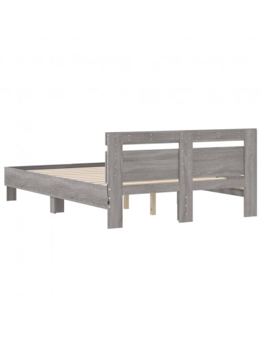 Giroletto con Testiera e LED Grigio Sonoma 120x200 cm