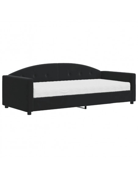 Divano Letto con Materasso Nero 90x200 cm in Velluto