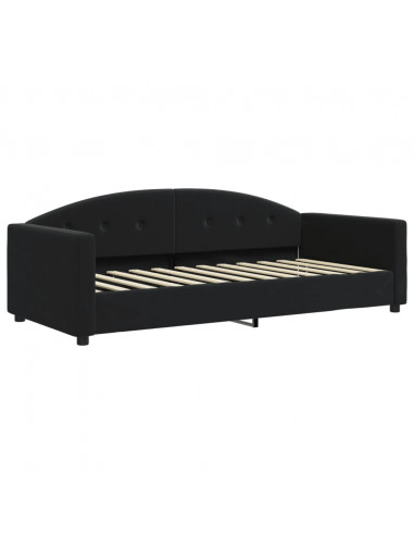 Divano Letto con Materasso Nero 90x200 cm in Velluto