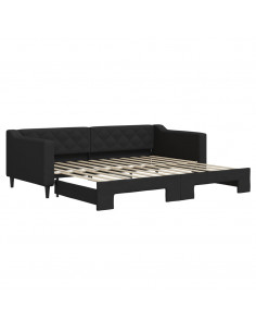 Divano Letto con Letto Estraibile Nero 90x200 cm in Tessuto 2