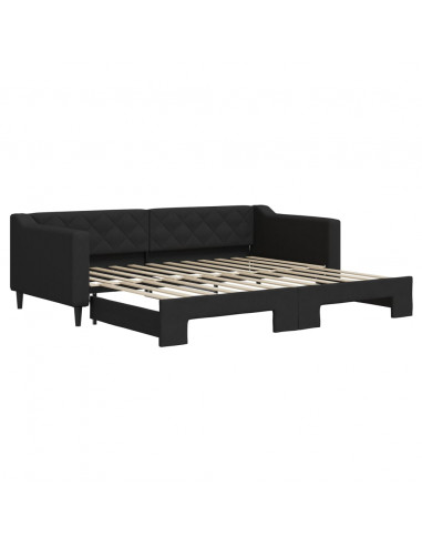 Divano Letto con Letto Estraibile Nero 90x200 cm in Tessuto