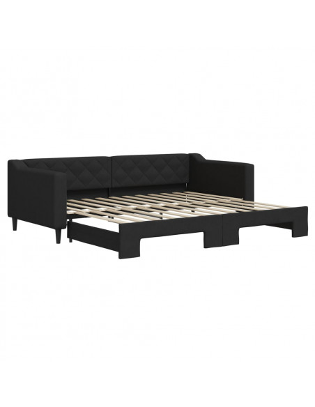 Divano Letto con Letto Estraibile Nero 90x200 cm in Tessuto