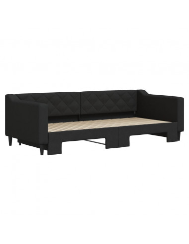 Divano Letto con Letto Estraibile Nero 90x200 cm in Tessuto
