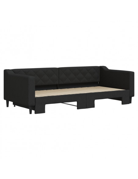Divano Letto con Letto Estraibile Nero 90x200 cm in Tessuto