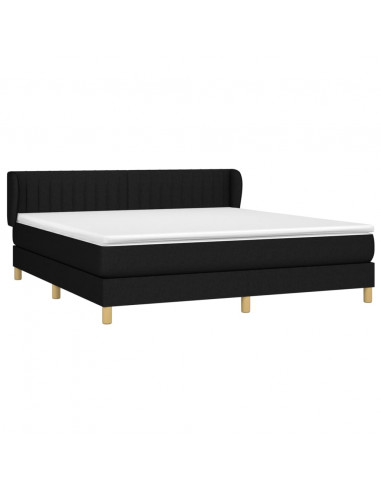 Giroletto a Molle con Materasso Nero 160x200 cm in Tessuto