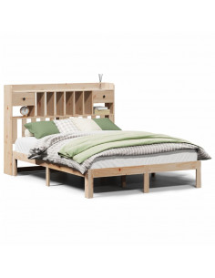 Letto Libreria senza Materasso 140x200 cm in Legno di Pino 2