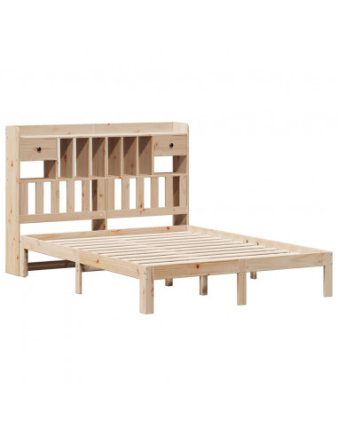 Letto Libreria senza Materasso 140x200 cm in Legno di Pino