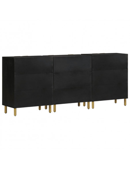 Credenze 3 pz Nere in Legno Multistrato