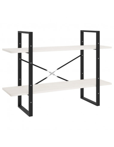 Libreria a 2 Ripiani Bianca 100x30x70 cm in Massello di Pino