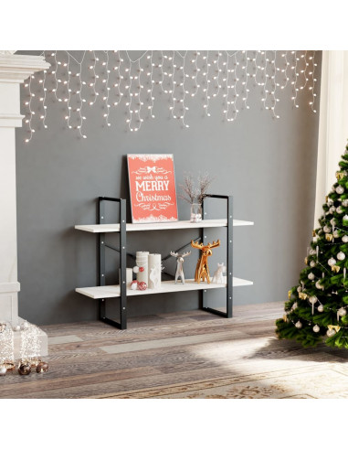 Libreria a 2 Ripiani Bianca 100x30x70 cm in Massello di Pino