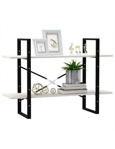 Libreria a 2 Ripiani Bianca 100x30x70 cm in Massello di Pino