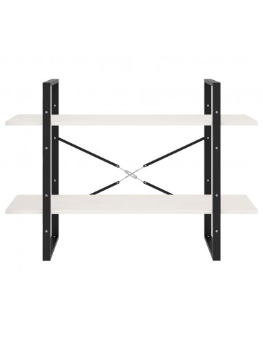 Libreria a 2 Ripiani Bianca 100x30x70 cm in Massello di Pino