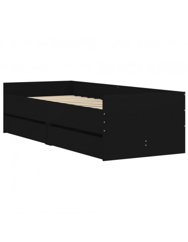 Giroletto Nero con Cassetti 75x190 cm Small Single