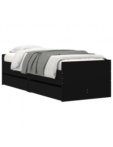 Giroletto Nero con Cassetti 75x190 cm Small Single