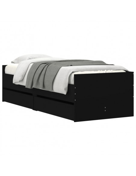 Giroletto Nero con Cassetti 75x190 cm Small Single