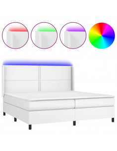 Giroletto Molle con Materasso e LED Bianco 200x200cm Similpelle 2