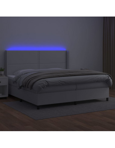 Giroletto Molle con Materasso e LED Bianco 200x200cm Similpelle