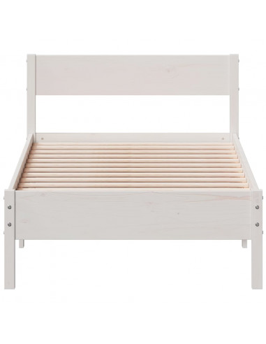 Giroletto con Testiera Bianco 90x190 cm Legno Massello di Pino