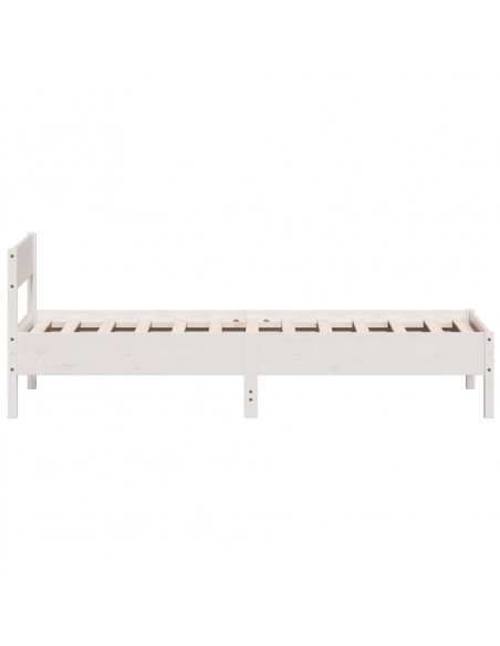 Giroletto con Testiera Bianco 90x190 cm Legno Massello di Pino