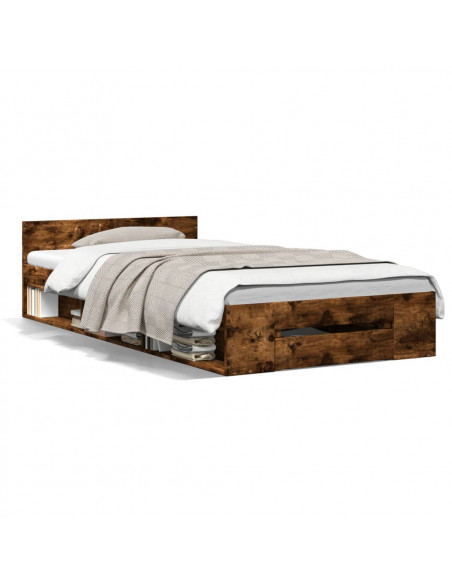 Giroletto con Cassetto Rovere Fumo 90x190 cm Legno Multistrato