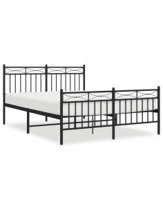 Giroletto con Testiera e Pediera Metallo Nero 140x190 cm 2