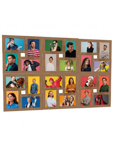 Cornice per Collage per 24x(13x18cm) Foto Marrone Chiaro in MDF