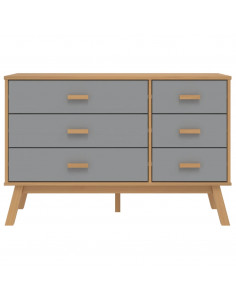 Cassettiera OLDEN Grigia e Marrone in Legno Massello di Pino 2