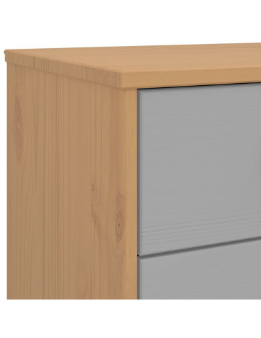 Cassettiera OLDEN Grigia e Marrone in Legno Massello di Pino