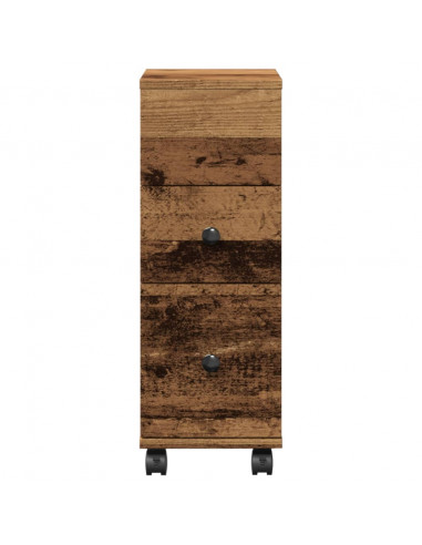 Mobile da Bagno Stretto con Ruote Legno Vecchio in Truciolato