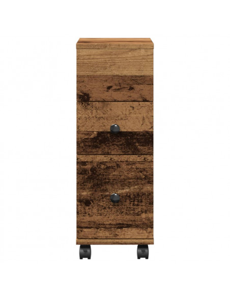 Mobile da Bagno Stretto con Ruote Legno Vecchio in Truciolato