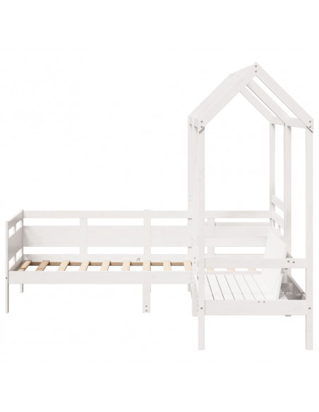 Set Dormeuse e Panca con Tetto Bianco 90x200cm Massello Pino