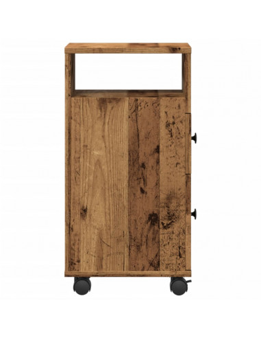 Mobile da Bagno Stretto con Ruote Legno Vecchio in Truciolato